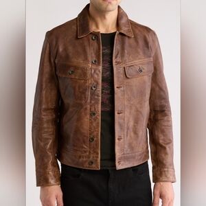 John Varvatos Mark Leather Trucker Jacket